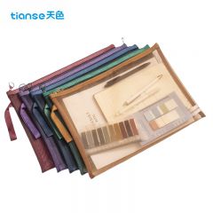 天色（TIANSE）  A4 网纱文件袋学科拉链袋 彩色资料袋签 A4-5色混装 TS-253