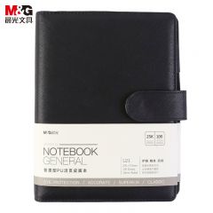 晨光(M&G) 文具A5/25K活页笔记本黑色 100张会议记录本按扣皮本 普惠型日记本商务记事本子 APYF5T74 考研