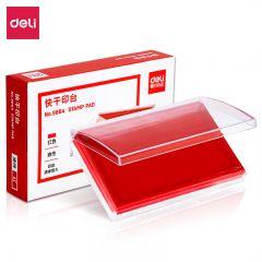 得力(deli) 内盘面116*66mm透明外壳方形快干印台印泥 办公用品 红色9864/TB9864