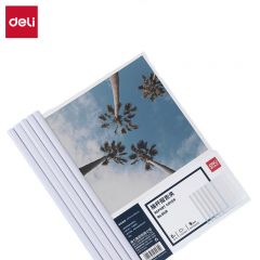 得力（deli） 5531 拉杆夹5只装A4/9mm文件夹三角杆抽杆夹学生试卷夹资料册简历产检报告收纳夹 透明白色