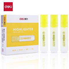 得力（deli） S625黄色学生用荧光笔划重点专用荧光标记笔荧光色大容量彩笔10支