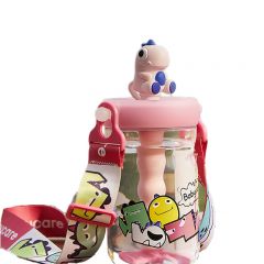 babycare BC2204012恐龙冷萃儿童水杯吸管杯宝宝幼儿园元饮水上学专用杯子口杯家用莱特玫-500ml