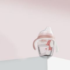babycare RWA022-210A学饮杯宝宝鸭嘴杯儿童水杯防漏防摔带手柄tritan210ml