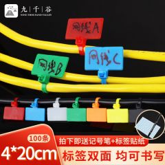 九千谷 标签扎带 网线电线记号牌标签塑料可手写吊牌扎线带园艺标识牌 4*200mm 100条 白色