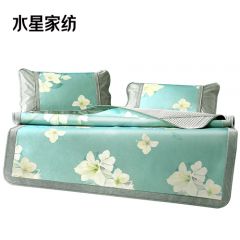 水星家纺 繁花锦愿印花冰丝席-K03(艾草) 三件套180cm*200cm 530407