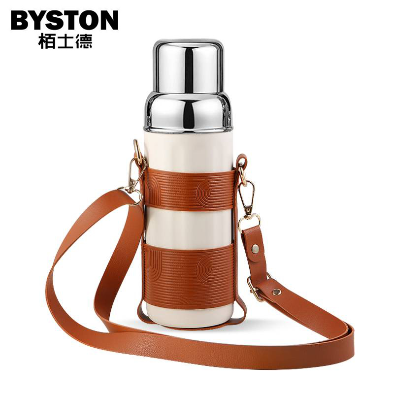 栢士德（BYSTON） 爱丽丝保温杯 304不锈钢背带杯大容量630ML户外运动泡茶杯BST-154 （含杯套）