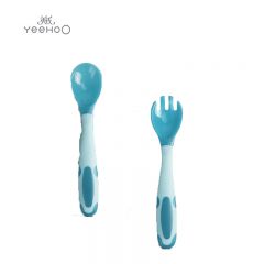 英氏（YEEHOO） C13B蘑菇头温感变色训练叉勺橄榄绿