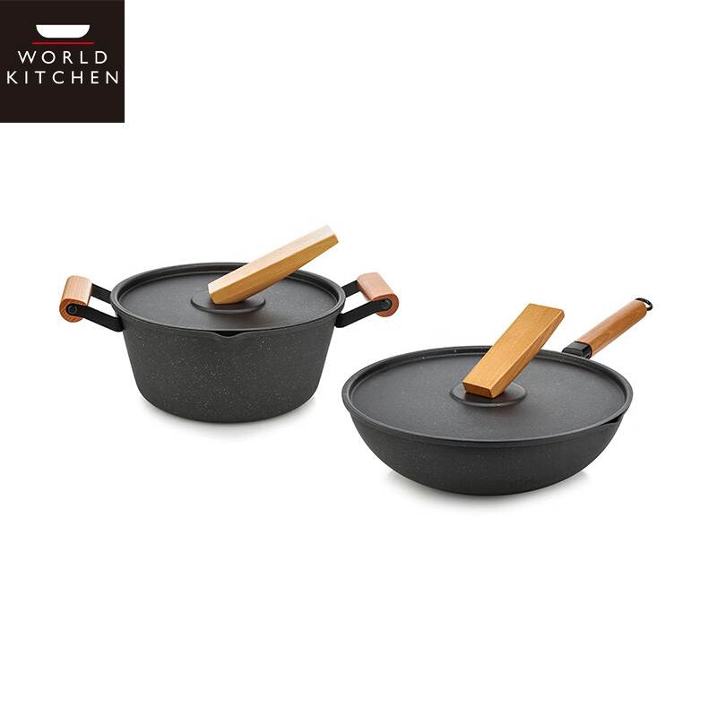 WORLD KITCHEN 精铁不粘锅具四件套厚底薄壁轻油少烟 WK-JTBZG-4/KZ