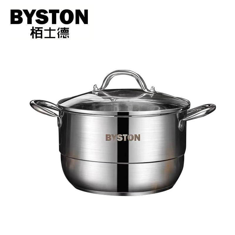 栢士德（BYSTON）  不锈钢双耳汤锅蒸锅多用途加厚蒸煮锅复底燃气电磁炉通用BST-138