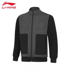 李宁（LI-NING） AJDT701防风保暖男款开衫无帽风衣商务夹克训练系列运动外套黑色S