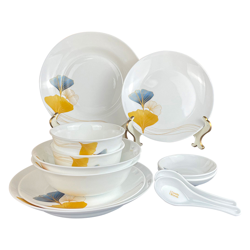 康宁（Corelle Brands）  康宁冰萃玲珑 金银杏餐具12件套B  CB-BSYX12B/KZ/LS