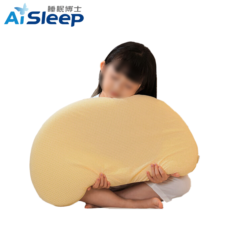 睡眠博士（AiSleep）儿童枕婴幼儿枕A类可机洗烘干暴晒透气硅胶枕芯8-14岁60*35*8cm米黄色