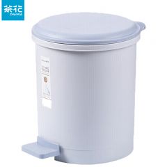 茶花（CHAHUA）   垃圾桶带盖脚踩式蓝色6L 15021K