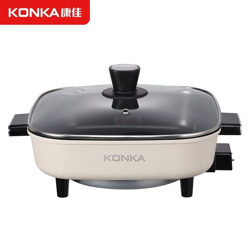 康佳（KONKA） 电火锅家用大容量多功能煎涮不沾电热锅星梦白升级版KGJK-1602