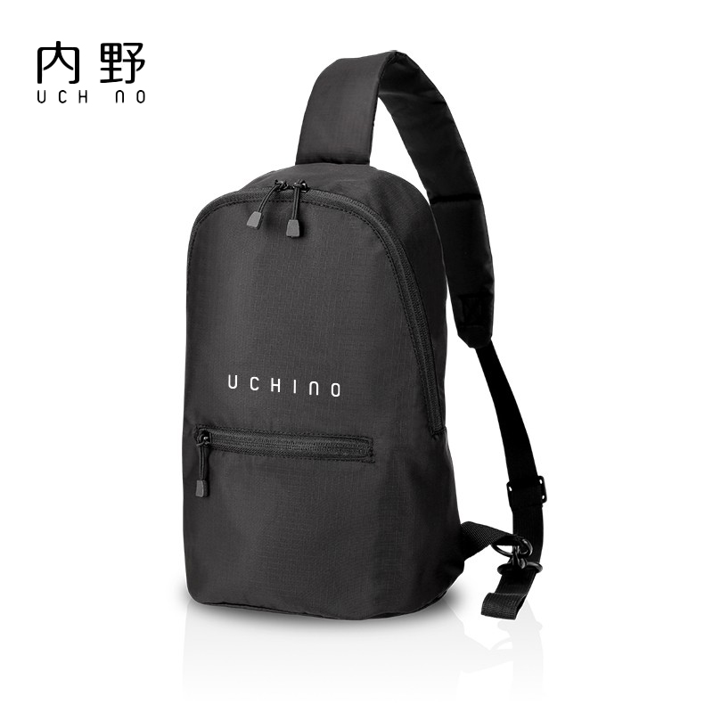 内野（UCHINO） 超轻时尚斜挎包 休闲时尚便携小包 男潮流运动休闲单肩包 跑步健身骑行休闲胸包多功能手机包 黑色UC-B022