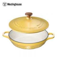 西屋（Westinghouse） 珐琅铸铁锅炒锅家用焖焗锅海鲜锅多功能锅无水焖炖汤锅一锅多用麦芒黄 28cm WFL-H28