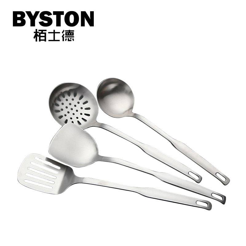 栢士德（BYSTON） 不锈钢炊具四件套汤勺+漏勺+平铲+铲子BST-051A