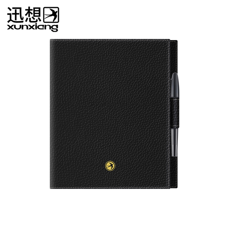 迅想 皮面商务本册套盒（本/笔）伴手礼记事本笔记本日记本套装 经典黑色-卓越系列精装版