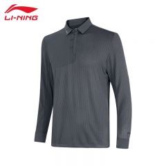 李宁（LI-NING） APLT221-4长袖POLO衫男子训练系列新款运动上衣冷檀黑M