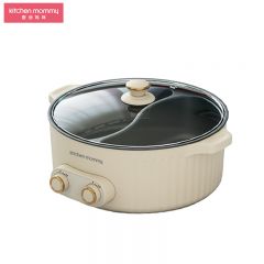 厨创妈咪（kitchen mommy） 鸳鸯锅 电火锅 多用途锅电煮锅电锅一体多功能锅家用电热锅火锅专用锅KT-DHG-005 米白色 5L