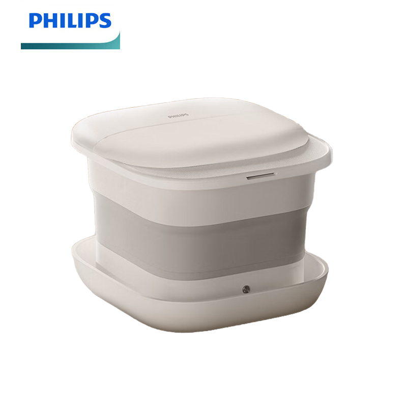 飞利浦（PHILIPS） 泡脚桶恒温电加热足浴盆多功能按摩足浴家用便携折叠泡脚盆 PPM3104FWT/93白色