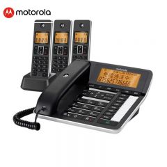 摩托罗拉（MOTOROLA） C7501RC录音电话机无绳子母机远距离无线座机 一键拨号 办公家用固定电话 一拖三