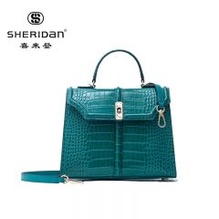 喜来登（Sheridan）鳄鱼纹压花设计单肩手提包女  NL200336青色
