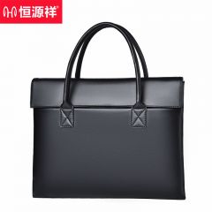 恒源祥公文包潮流时尚男包休闲商务大容量手提包笔记本电脑包黑色HYX187XB