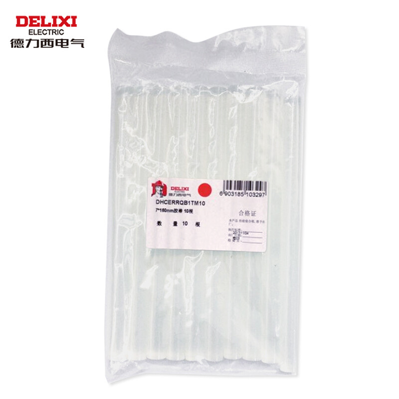 德力西电气（DELIXI ELECTRIC）7*160mm胶棒 10根 热熔胶枪热熔胶棒 适配20W胶枪DHCERRQB1TM10