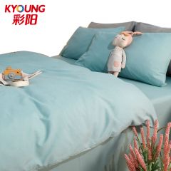 彩阳 灰湖蓝亲肤水洗棉纯色四件套 200*230cm