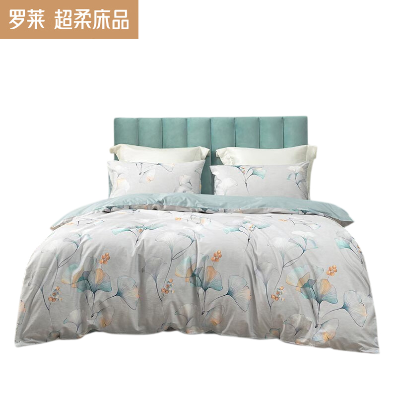 罗莱（LUOLAI） 月冉晓杏全棉四件套清新花色纯棉床品套装200*230cm