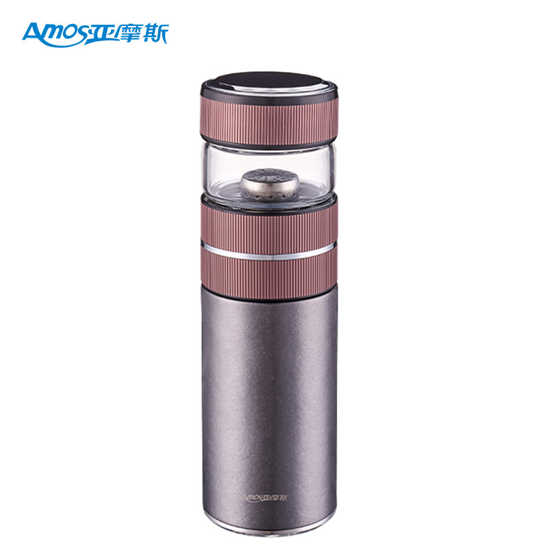 亚摩斯（AMOS） AS-TIFL500纯钛茶水分离杯钛水杯大容量男女士泡茶高档商务家用