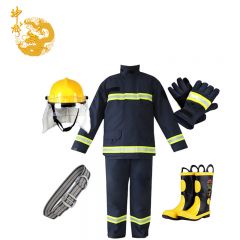 神龙 14款消防服五件套装 3C认证消防员战斗服阻燃服头盔腰带手套消防靴火灾抢险救援服消防器材 厂家直发