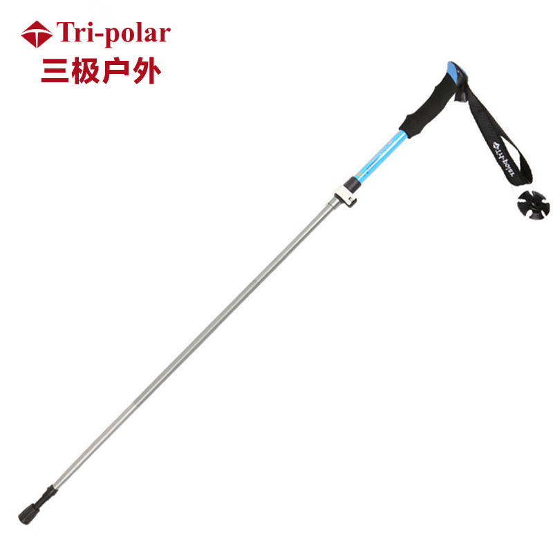 三极户外（Tri-polar） TP3909折叠轻便碳素伸缩健走徒步登山杖爬山手杖伸缩老人拐杖徒步登山装备杖 蓝色