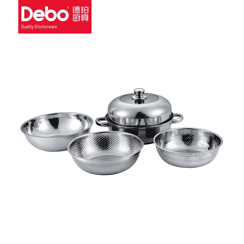 徳铂（Debo） 赫伯特居家套装锅汤锅洗米筛多用途组合四件套DEP-128一套