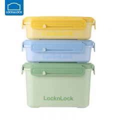 乐扣乐扣（locknlock） HPP729S3FU微波炉适用冷藏收纳带盖卡扣密封便于携带易清洗马卡龙保鲜盒3件 多色 3件套