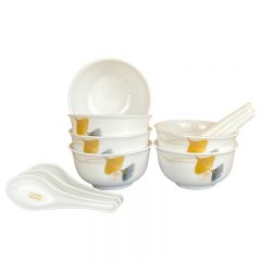 康宁（Corelle Brands）  康宁冰萃玲珑 金银杏餐具12件套A  CB-BSYX12A/KZ/LS