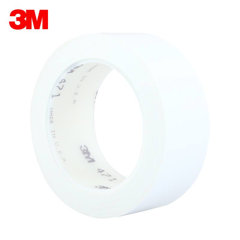 3M  471 PVC警示标识胶带地标线胶带贴 划线安全标识警示标记工业地板车间工厂耐磨轻松剥离防水无残胶 白色 40mm宽