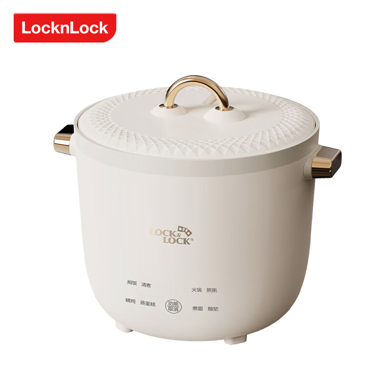 乐扣乐扣（LOCK&LOCK） EJR1617WHT多功能菜单煮饭熬粥蒸蛋糕酸奶触屏操作不粘涂层迷你多功能饭煲2.5L容量白色