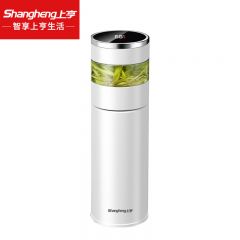 上亨（shangheng） 316不锈钢保温杯水杯数显测温大容量车载泡茶喝水杯子茶水分离杯 显温茶水分离【450ML优雅白】SHZH-CFB007