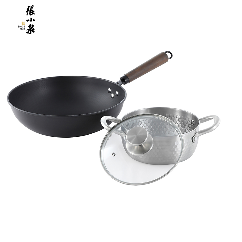 张小泉 锤纹两件套锅具 炒锅32cm 汤锅20cm C35670100