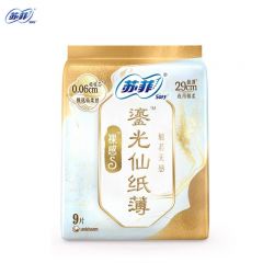 苏菲（Sofy） 裸感S鎏光系列夜用卫生巾290mm*9片又薄又能吸