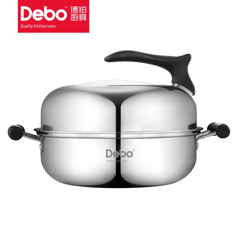 徳铂（Debo） 比特堡即用大容量不锈钢蒸锅汤锅火锅26cmDEP-277