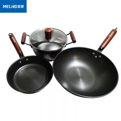 美菱（MeiLing） MGJ-HZT0003三件套锅具家用铁锅套装炒锅煎锅汤锅
