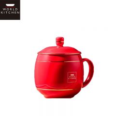 WORLD KITCHEN 商务办公陶瓷杯380ml耐冷耐热不易开裂红WK-SWBG38/KZ/JY/RD