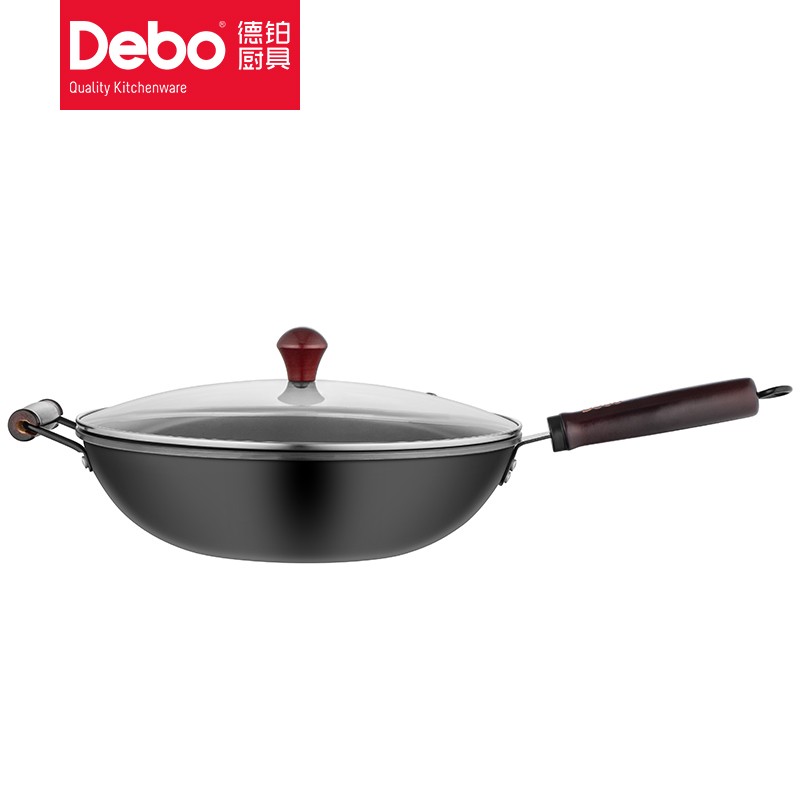 德铂（Debo） 德福斯炒锅家用无涂层耐磨耐腐蚀炒菜铁锅燃气电磁炉通用34cmDEP-DS304一口