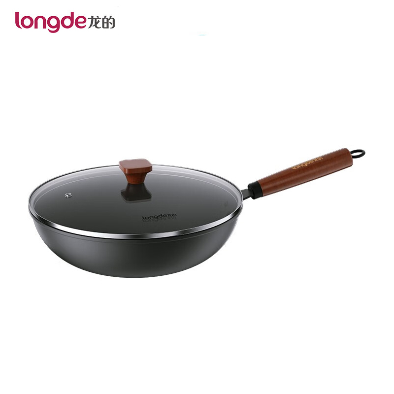 龙的（longde） LD-CM502炒锅铁锅炒菜锅 健康无涂层清洗方便 快速导热聚油爆炒精铁锅
