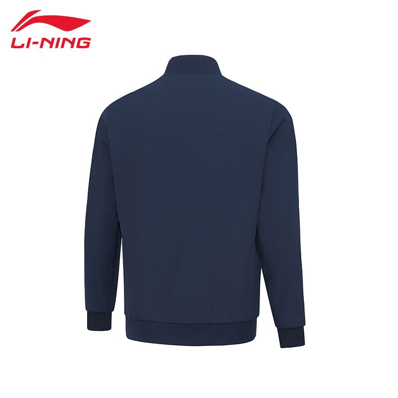 李宁（LI-NING） AJDT701防风保暖男款开衫无帽风衣商务夹克训练系列运动外套外太空蓝S