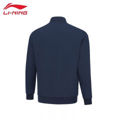 李宁（LI-NING） AJDT701防风保暖男款开衫无帽风衣商务夹克训练系列运动外套外太空蓝M