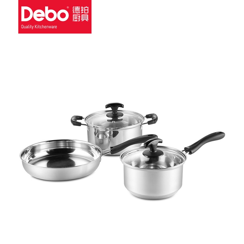 徳铂（Debo） 铂洛尼亚不锈钢锅具汤锅3件套 DEP-516